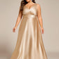 Plus Size Satin Maxi Formal Dress with Pockets