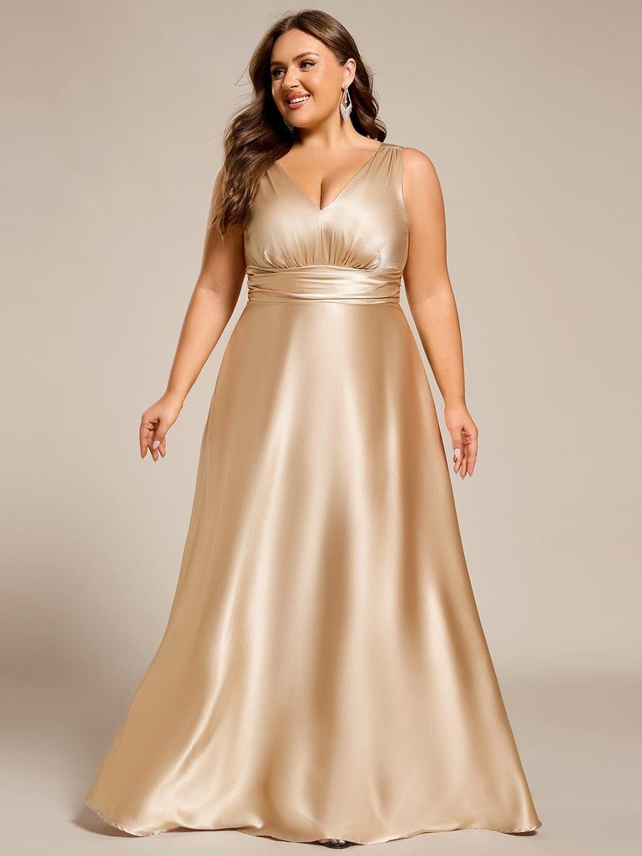 Plus Size Satin Maxi Formal Dress with Pockets