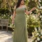 Elanthia Convertible Off-the-Shoulder Mesh Plus Size Bridesmaid Dress for Weddings - N0344