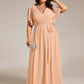 Plus Size Pleated Tie-Waist Chiffon Bridesmaid Dress