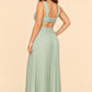 Plus Size Halter Bridesmaid Dress with Pleated Chiffon A-Line Skirt - Open Back and Side Slit