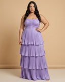 Chantarae Plus Size Timeless Satin A Line Strapless Bridesmaid Dress Elegant Sweetheart Satin Gown for Wedding  -N0387