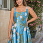 Elegant Floral Bridesmaid Ballgown Square Neck A-Line Dress