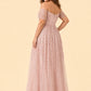 Plus Size A-Line Bride or Bridesmaid Dress with Floral Embroidered Tulle
