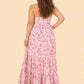 Romantic Floral Print Strapless Bridesmaid Dress with Open Back Detail