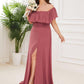 Plus Size Off the Shoulder Formal Bridesmaid Dress with Thigh Split