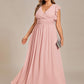 Plus Size Chiffon Pleated A-Line Back Cutout Bridesmaid Dress