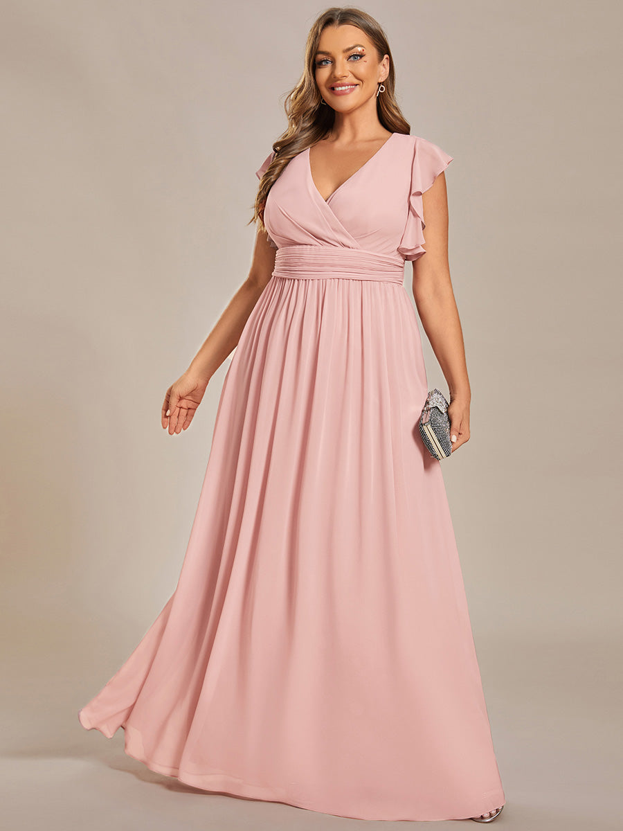Plus Size Chiffon Pleated A-Line Back Cutout Bridesmaid Dress