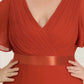 Plus Size Simple Empire Waist Flutter Sleeve Evening Dress