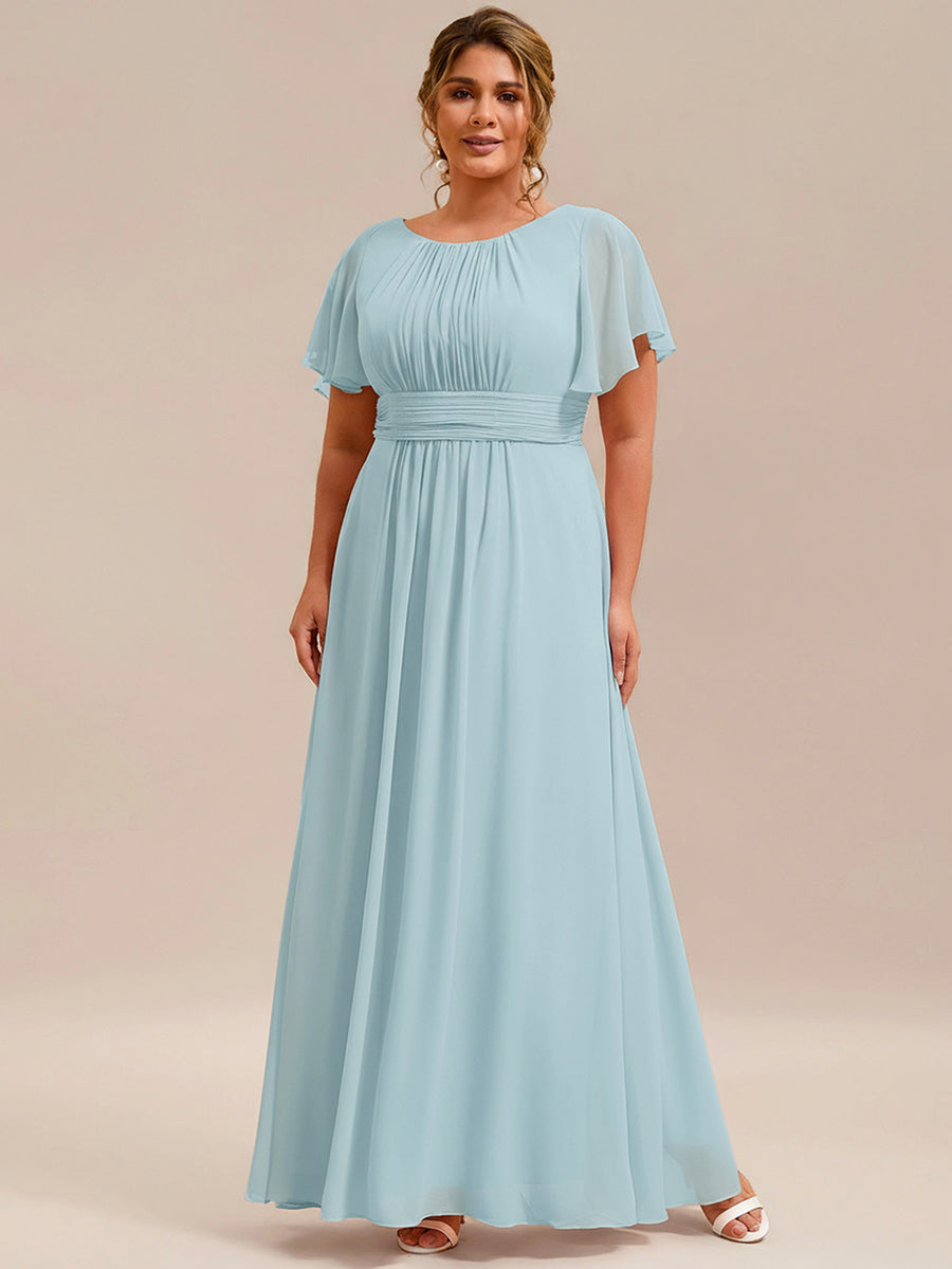 Plus Size Simple Chiffon Pleated A-Line Bridesmaid Dress