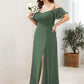 Plus Size Cold Shoulder Formal Bridesmaid Dress with Side Slit