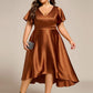 Plus Size Satin Midi Wedding Guest Dress with Pockets