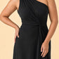 Floor-Length Chiffon Evening Gown with Single Shoulder and Side Slit