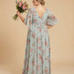 Petaline Romantic Plus Size A-Line Bridesmaid Dress with V-Neck Pleated Chiffon - for Weddings N0301
