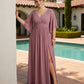 Petaline Romantic Plus Size A-Line Bridesmaid Dress with V-Neck Pleated Chiffon - for Weddings N0301