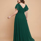 Avenleigh Graceful Plus Size Chiffon A-Line Bridesmaid Gown with Flowing Skirt - N0332