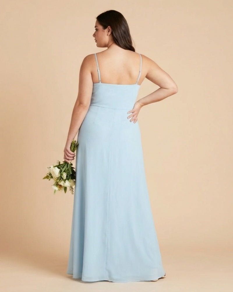 Silvarelle Elegant Plus Size Sheath Chiffon Bridesmaid Dress with Flowing Fit for Wedding -N0364