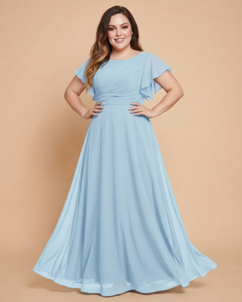Avenleigh Plus Size Minimalist A-Line Chiffon Bridesmaid Dress with  Silhouette -N0337