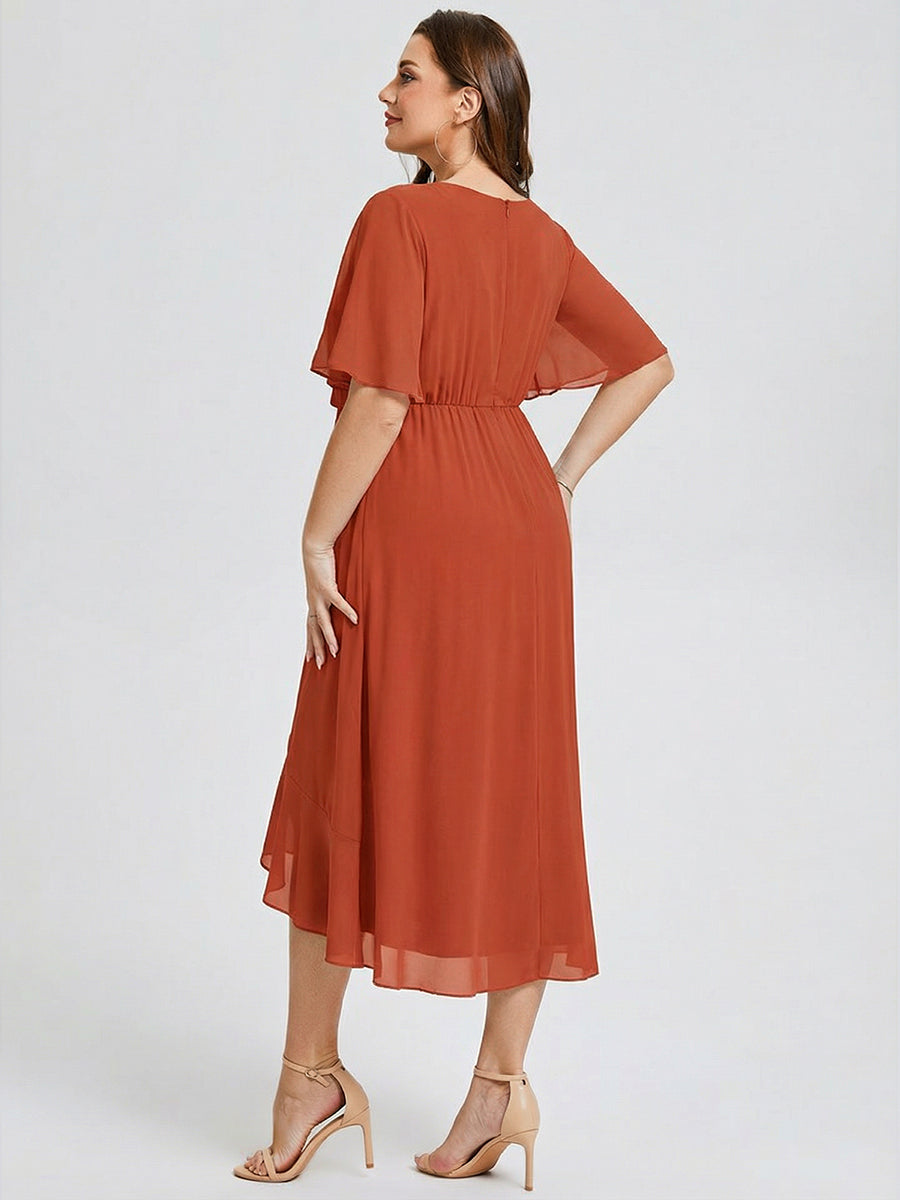 Plus Size Printed Mermaid Chiffon Wedding Guest Dress
