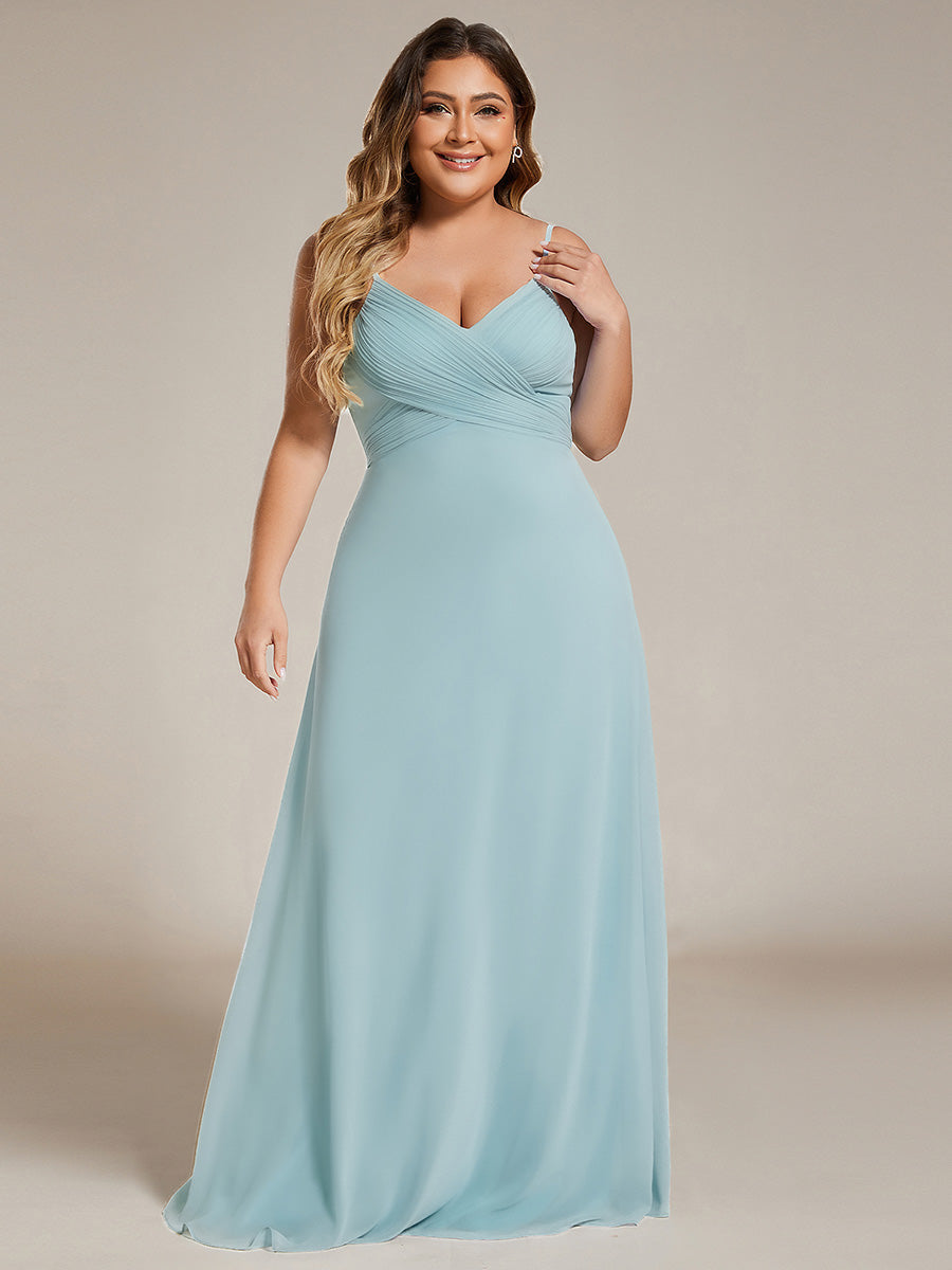 Plus Size Draped Back Criss-Cross Chiffon A-Line Bridesmaid Dress