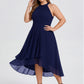 Flowy Plus Size Halter Neck Chiffon Midi Wedding Guest Dress