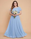 Avenleigh Plus Size Minimalist A-Line Chiffon Bridesmaid Dress with  Silhouette -N0337