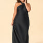 Elegant Plus Size Halter Neck Stretch Satin Bridesmaid Dress