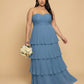 Chantarae Plus Size Off The Shoulder Mesh Bridesmaid Dress Leg Slit Curvy Friendly Sheath Gown For Wedding Party -N0370