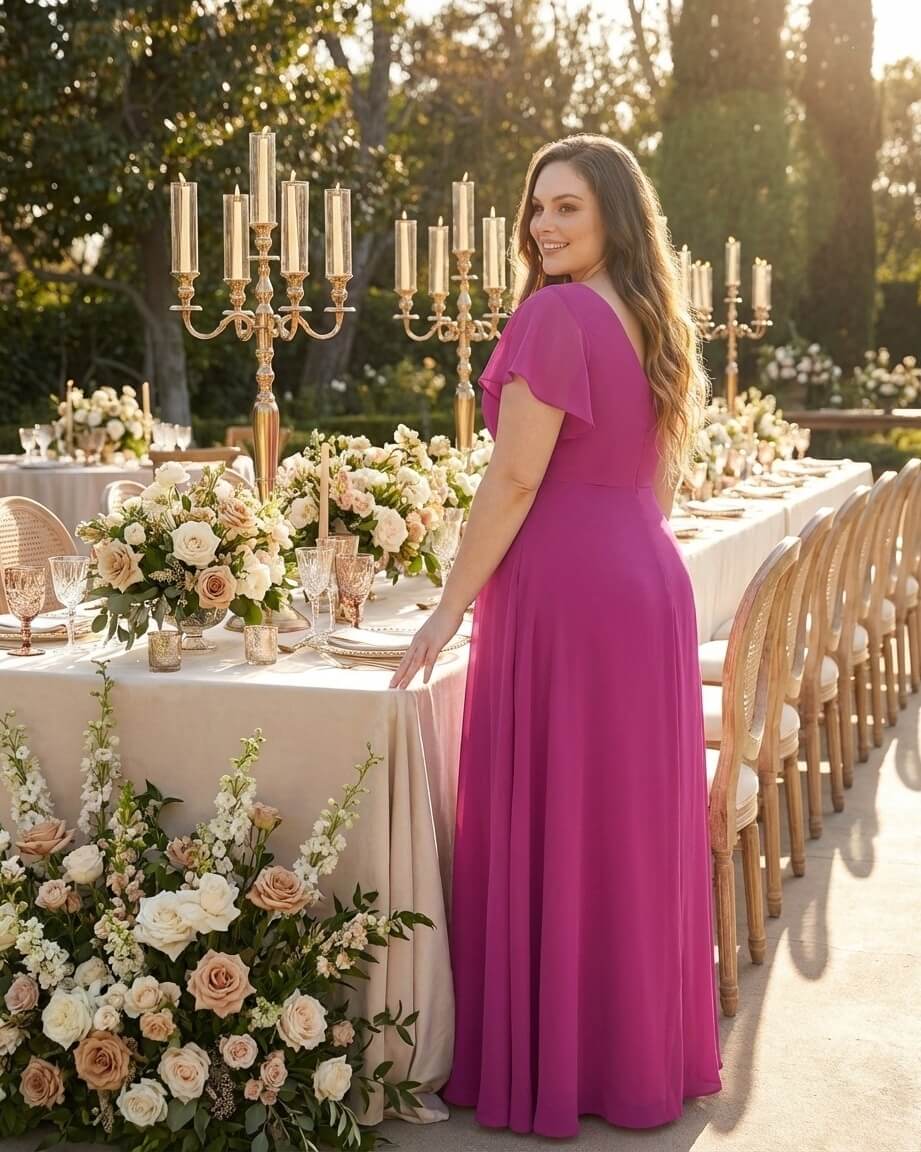 Avenleigh Plus Size Elegant A-Line Bridesmaid Dress with Pleated Chiffon for Wedding - N0340