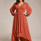 Plus Size V-Neck Long Lantern Sleeves A-Line Chiffon Bridesmaid Dress