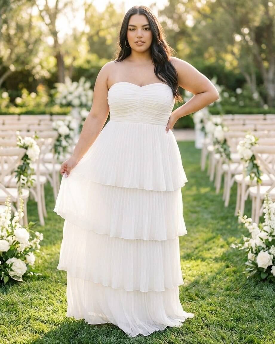 Chantarae Plus Size Elegant Chiffon Bridesmaid Dress with Flowing Silhouette for Wedding -N0371