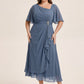 Plus Size Pleated Chiffon Ruffle Sleeve Wedding Guest Dress