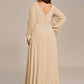 Plus Size Open Lantern Sleeve A-Line Bridesmaid Dress