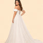 Elegant Plus Size Off-Shoulder Wedding Dress with 3D Floral Appliques and Flowing Tulle Skirt