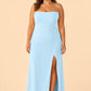 Plus Size Strapless Chiffon Bridesmaid Dress with Detachable Straps and Slit