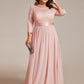 Simple Plus Size Lace Evening Dress with Half Sleeves
