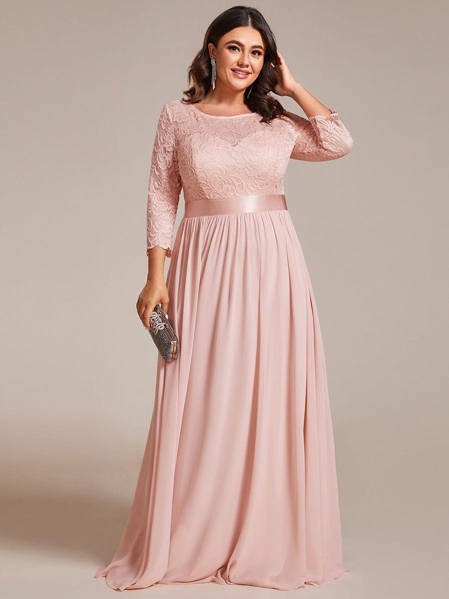 Simple Plus Size Lace Evening Dress with Half Sleeves