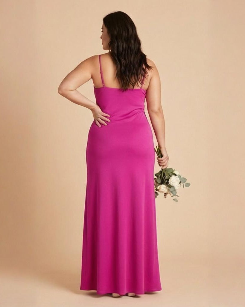 Silvarelle Minimalist Plus Size Sheath Bridesmaid Dress with Soft Chiffon for Wedding -N0365