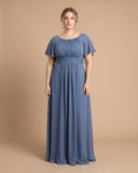 Petaline Elegant Plus Size Bridesmaid Dress with Pleated A-Line Silhouette N0323