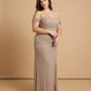 Elanthia Plus Size Modern Sheath Bridesmaid Dress with Ruched Bodice for Wedding -N0349