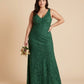 Plus Size Classic V Neck Sleeveless Floral Burnout Bridesmaid Dress Side Zip Elegant Gown for Curvy Women -N0350