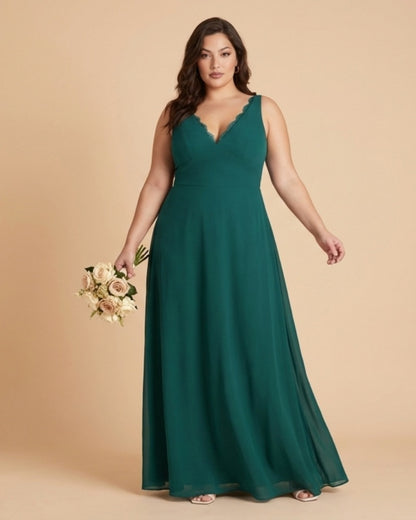 Silvarelle Elegant Plus Size Sheath Chiffon Bridesmaid Dress with Flowing Fit for Wedding -N0364