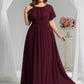 Plus Size Printed Chiffon Pleated Maxi Wedding Guest Dress