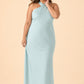Elegant Plus Size Halter Neck Stretch Satin Bridesmaid Dress