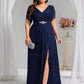 Plus Size Waist Decoration Chiffon A-Line Formal Dress
