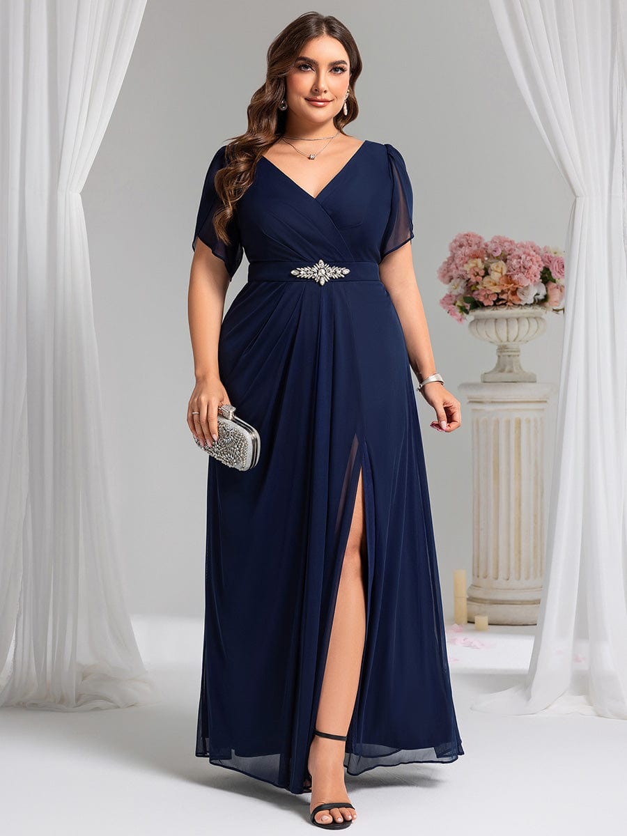 Plus Size Waist Decoration Chiffon A-Line Formal Dress