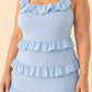 Plus Size Floral Bridesmaid Dress with Tiered Ruffles Stretch Fabric and Elegant Slit