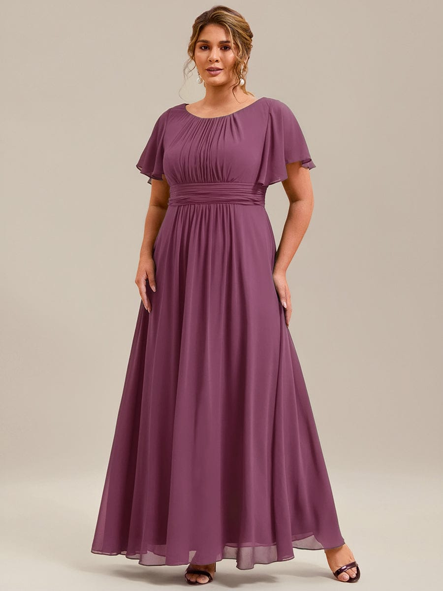 Plus Size Simple Chiffon Pleated A-Line Bridesmaid Dress