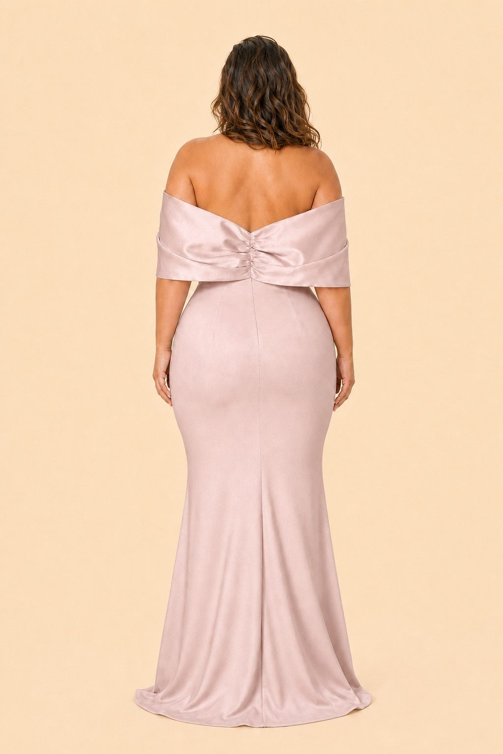 Elegant Plus Size Bridesmaid Dress with Off Shoulder Bow Detail and Slit