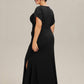 Plus Size Thigh-High SlitTulip Sleeve Formal Dress